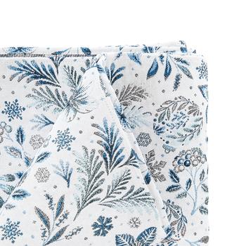 Visuel 1 du produit Nappe carrée en coton et polyéthylène blanche à fleurs bleues Givre - 150 x 150 cm