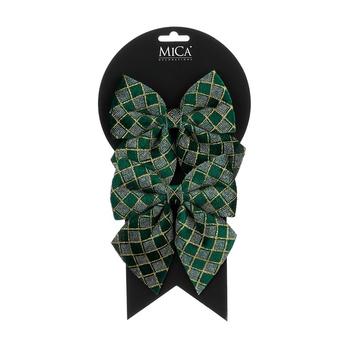 Visuel 1 du produit Ensemble de 2 nœuds à carreaux en polyester vert - 12 x 13 cm