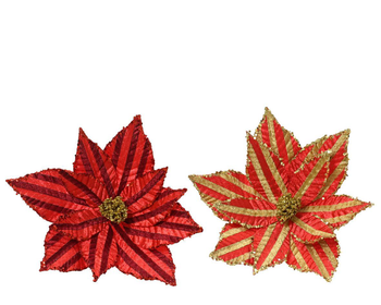 Visuel 1 du produit Poinsettia en velours rouge sur clip - Ø 27 x H 8 cm