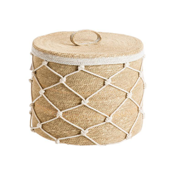 Visuel 1 du produit Panière avec couvercle en osier naturel avec croisillons grand modèle - Ø 33 x H 28 cm