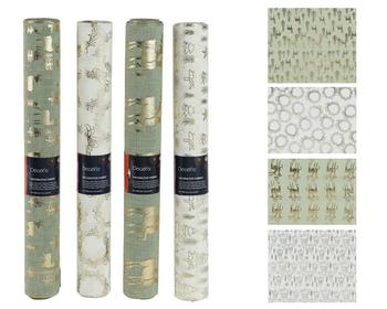 Visuel 1 du produit Chemin de table vert beige et or à motif forêt - 200 x 35 cm