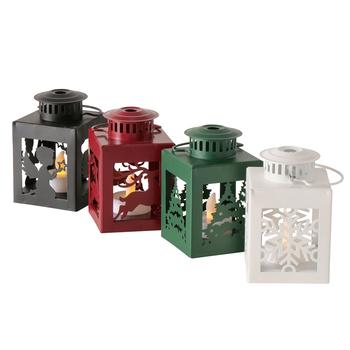 Visuel 1 du produit Lanterne à LED carrée en fer Zaraly - 6,8 x 6,8 x 10,5 cm