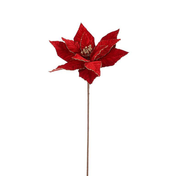 Déco Noël Artificielle - Lot De 4 Branches Sapin Avec Poinsettias Rouges, Baies Et Pommes De Pin