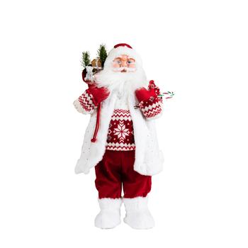 Visuel 1 du produit Père Noël décoratif Rubineige avec hotte en polyester coloris rouge et blanc - H 180 cm
