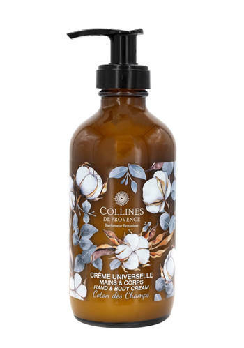 Visuel 1 du produit Crème universelle mains et corps en flacon pompe senteur Coton des Champs Collines de Provence – 225 ml