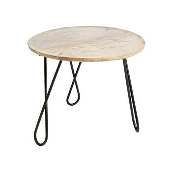 Visuel 1 du produit Table basse ronde bois de manguier naturel et métal noir - Ø 55 x H 43 cm