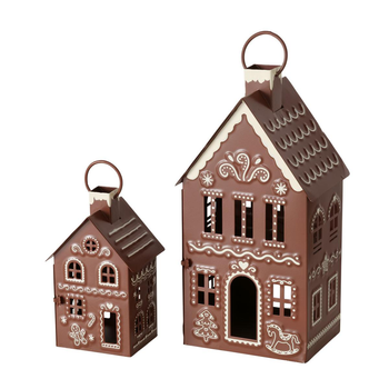 Visuel 1 du produit Lanterne forme petite maison en métal marron Ginger - 9 x 7,5 x 14,5 cm