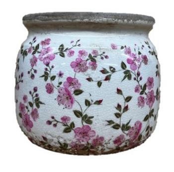 Visuel 1 du produit Cache-pot vintage coloris rose en grès - Ø 16 x 13 cm