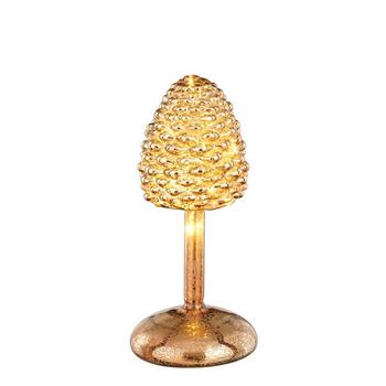 Visuel 1 du produit Lampe de table pomme de pin à LED en verre doré - Ø 9 x H 20 cm