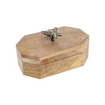 Visuel 1 du produit Boîte en bois de manguier naturel à décor abeille - 20 x 13 x 10 cm