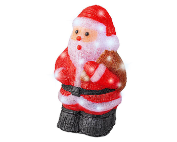 Visuel 1 du produit Père Noël rouge lumineux en acrylique à 30 LED blanc froid sur piles pour extérieur - 36 cm