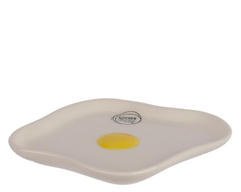 Visuel 1 du produit Petite assiette en dolomite blanche avec œuf au plat - 16,9 x 13,7 cm
