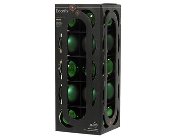 Visuel 1 du produit Pack de 20 boules de Noël brillantes et mates en verre vert pin - Ø 6 cm