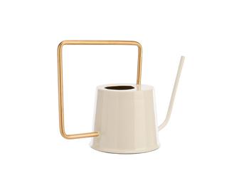 Visuel 1 du produit Arrosoir en métal beige à grande anse carrée or - 34 x 14 x 20,5 cm