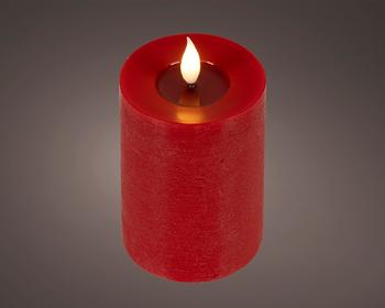 Visuel 1 du produit Bougie LED intérieure en cire rouge à lumière blanc chaud - Ø 7,5 x H 3,5 cm