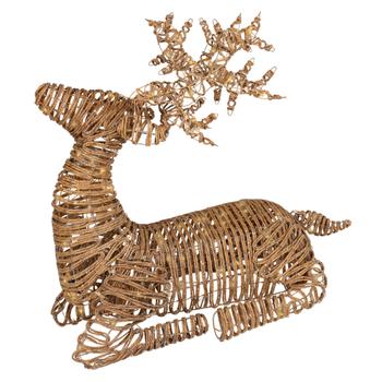 Visuel 1 du produit Décoration lumineuse de Noël renne en résine tressée coloris marron LED blanc orangé effet flash extérieur - H 88 cm