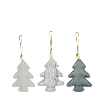 Visuel 1 du produit Décoration à suspendre forme sapin en tissu gris - 12,5 x 4 x 17 cm