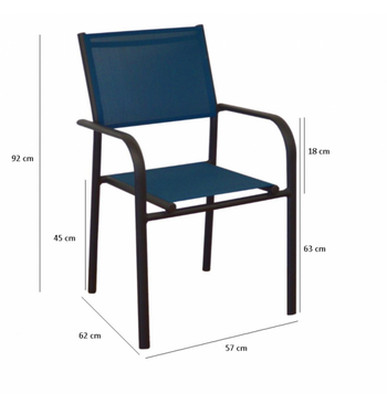 Visuel 1 du produit Fauteuil de jardin empilable aluminium et toile DUCA - graphite noir - PROLOISIRS