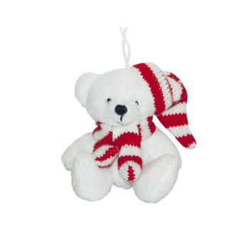 Visuel 1 du produit Peluche ours blanc écharpe bonnet rayé rouge