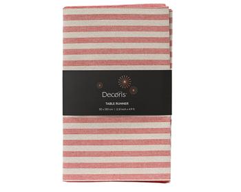 Visuel 1 du produit Chemin de table en coton blanc rayée lurex rouge - 150 x 30 cm
