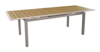 Visuel 1 du produit Table extensible en aluminium couleur crème/chêne PROLOISIRS Louisiane II - 187/247x100cm