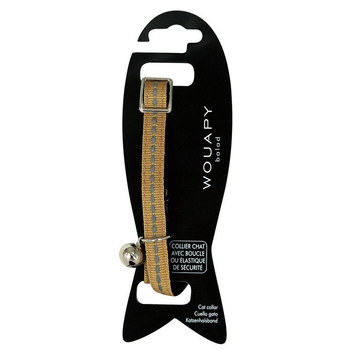 Visuel 1 du produit Collier pour chat beige avec galon réfléchissant Wouapy
