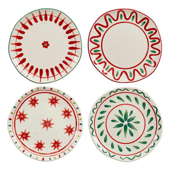 Visuel 1 du produit Assiette à dessert blanche, verte et rouge Venda - Ø 20,5 cm