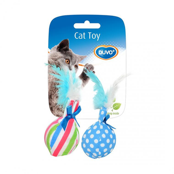 Visuel 1 du produit Jouet pour chat coloris multicolore balles avec plumes Duvoplus - 14 x 8 x 4 cm