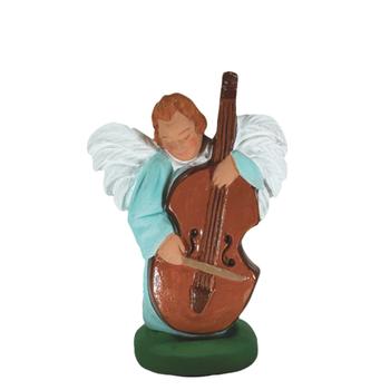 Visuel 1 du produit Santon personnage pour crèche ou village de Noël ange au violoncelle coloris multicolore en argile - H 7 cm