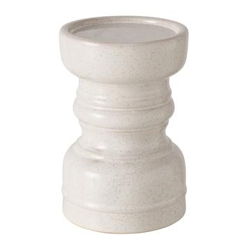 Visuel 1 du produit Bougeoir en grès cérame blanc Merlina - Ø 10 x H 15 cm