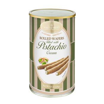 Visuel 1 du produit Gaufrettes roulées à la pistache en boîte métal Borgo - 135 g