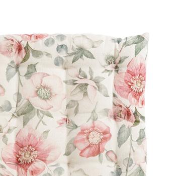 Visuel 2 du produit Galette de chaise carrée en coton à motif floral rose Exquise-Noblesse - 40 x 40 cm