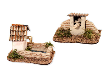 Visuel 1 du produit Accessoire de crèche de Noël fontaine et feu Santons Escoffier - 13 x 9 x 10 cm