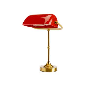 Visuel 1 du produit Lampe LED rechargeable en métal bordeaux et or - 15,5 x 26 x 37 cm