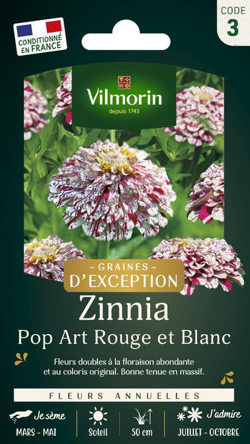 Visuel 1 du produit Graines de Zinnia Pop art rouge et blanc Vilmorin graines d’exception - graines à semer