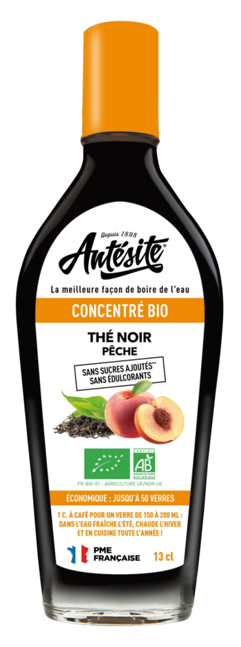 Visuel 1 du produit Concentré bio Thé noir pêche Antésite - Bouteille de sirop de 13 cl