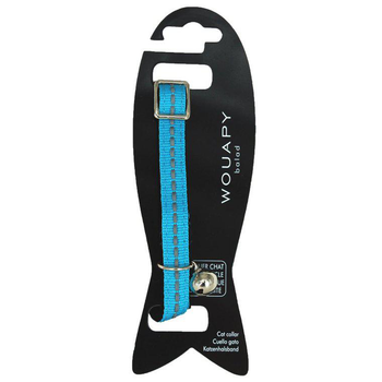 Visuel 1 du produit Collier pour chat en velours coloris bleu avec galon réfléchissant Wouapy - Taille unique