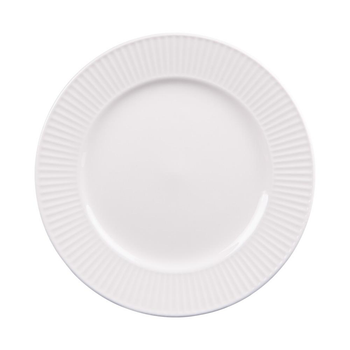 Visuel 1 du produit Assiette à dessert en porcelaine blanche et contours striés Lina - Ø 20 cm