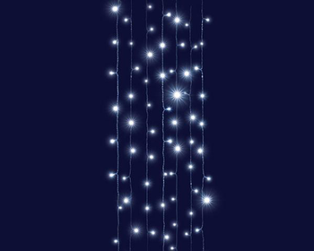 Visuel 1 du produit Rideau lumineux connectable x3 à 96 LED blanc froid sur câble argent Flicker Premium - 2 x 2 m