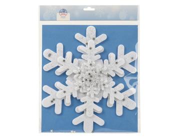 Visuel 1 du produit Ensemble de 4 flocons décoratifs de fenêtre en feutrine blanche - Ø 28 cm