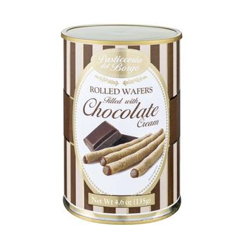 Visuel 1 du produit Gaufrettes roulées au chocolat en boîte métal Borgo - 135 g