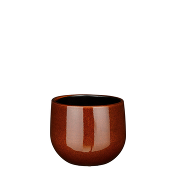 Visuel 1 du produit Pablo pot rond coloris marron en céramique - Ø 16 x 14 cm