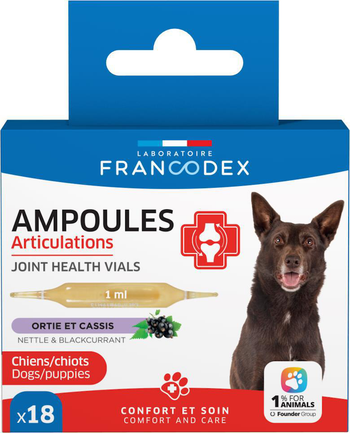 Visuel 1 du produit Ampoules articulations pour chien et chiot ortie et cassis Francodex - x 18 de 1 ml