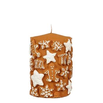 Visuel 1 du produit Bougie pilier façon pain d’épices marron - Ø 7,5 x H 11 cm