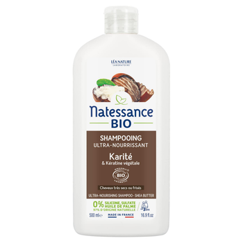 Visuel 1 du produit Shampooing ultra nourrissant bio Karité & Kératine végétale Natessance – 500 ml