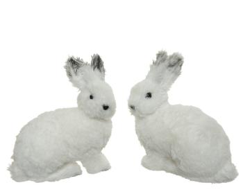 Visuel 1 du produit Lapin des neiges à poser en mousse blanche - 10 x 19 x 20 cm