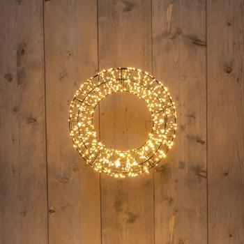 Visuel 1 du produit Décoration lumineuse de Noël couronne 3D micro LED blanc orangé flash minuterie variateur intérieur extérieur - Ø 36 cm