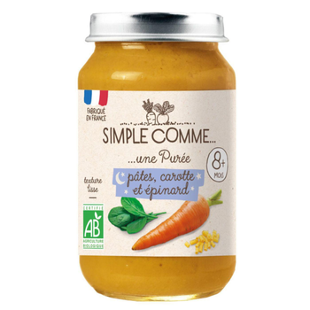 Visuel 1 du produit Pot bonne nuit - pâtes carotte epinard bio Simple Comme - 200g