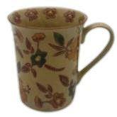 Visuel 1 du produit Coffret de 4 mugs 30 cl en grès beige décoré fleurs multicolores Aveline - Ø 8 x H 11 cm