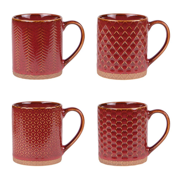 Visuel 1 du produit Coffret 4 mugs en grès rouge Jaspe - 35 cl
